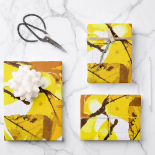 Autumn colors, leaves wrapping paper sheets
