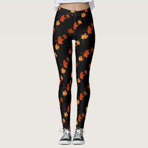 Autumn Colors Maple Leaves pattern monogrammed Leggings