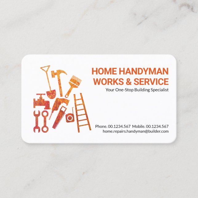 Autumn Colors Of Handyman Tools Business Card (Front)
