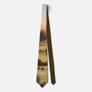 autumn colors of landscape trees and sunset neck tie