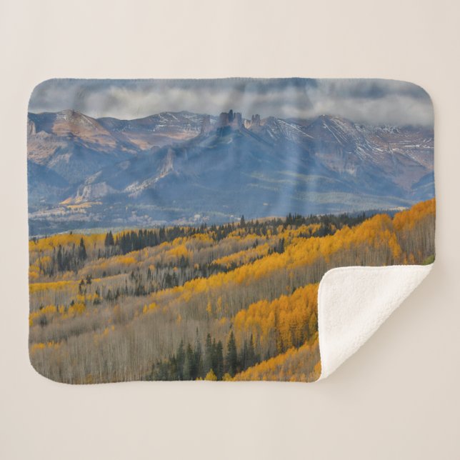 Autumn Colors on Aspen Groves Sherpa Blanket (Front (Horizontal))