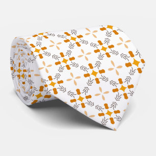 Autumn Colors Orange Brown and White Neck Tie