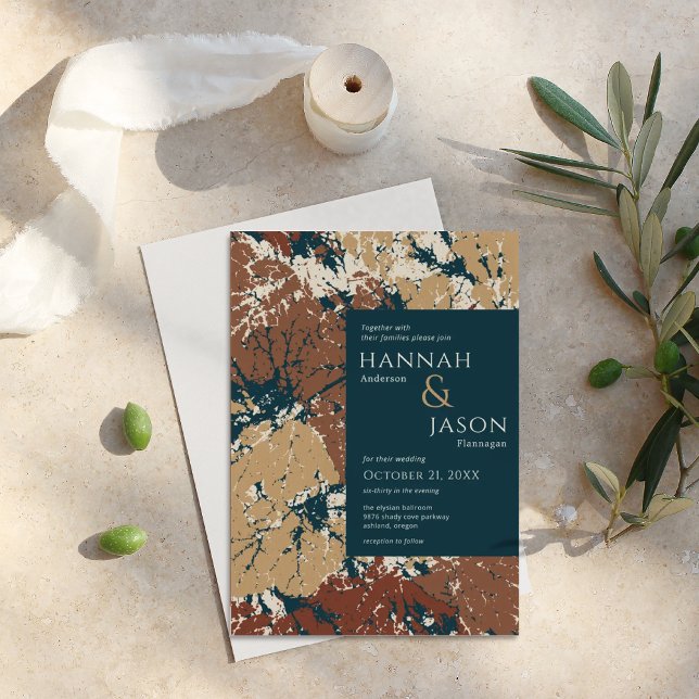 Autumn Colors Organic Abstract Leaves Invitation (Creator Uploaded)