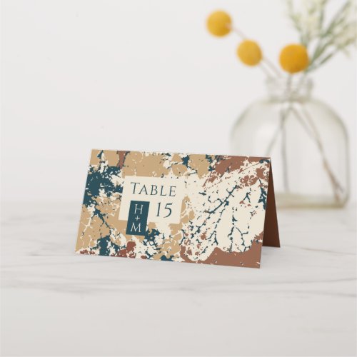 Autumn Colors Organic Leaves Wedding Place Card