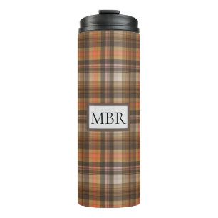Autumn Colors Plaid Add Monogram Thermal Tumbler