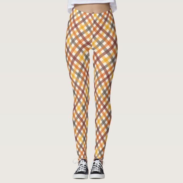 Autumn Colors Plaid Leggings (Front)