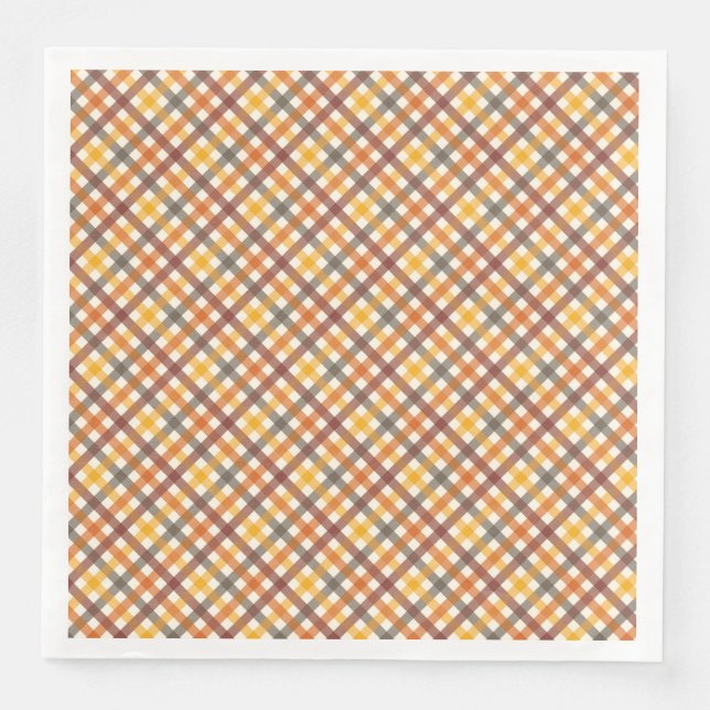 Autumn Colors Plaid Paper Dinner Napkins (Front)
