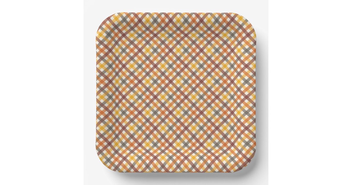 Autumn Colors Plaid Paper Plates | Zazzle