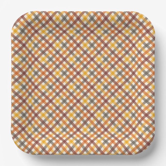 Autumn Colors Plaid Paper Plates (Front)