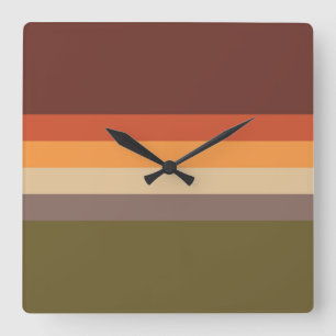 Autumn Colors - Red Orange Yellow Tan Green Brown Square Wall Clock
