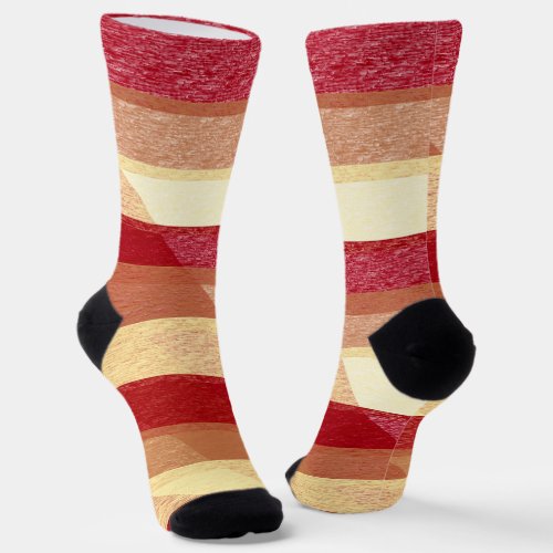 Autumn Colors Socks with Crossover Stripes