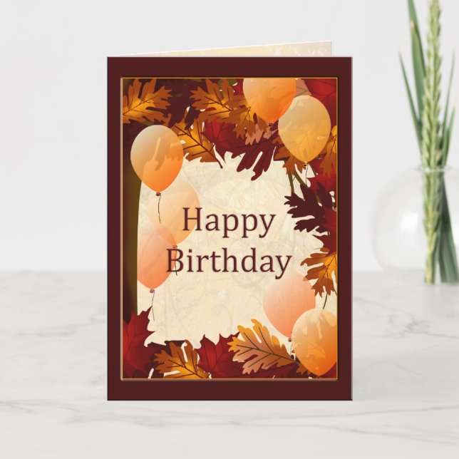 Autumn Colors Tree Leaves Happy Birthday Card (Front)