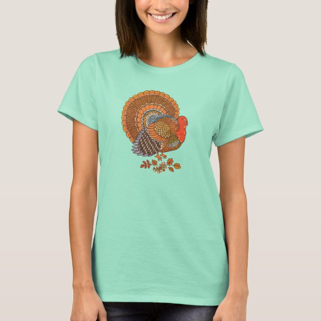 Autumn Colors Turkey Leaves T-Shirt (Front)