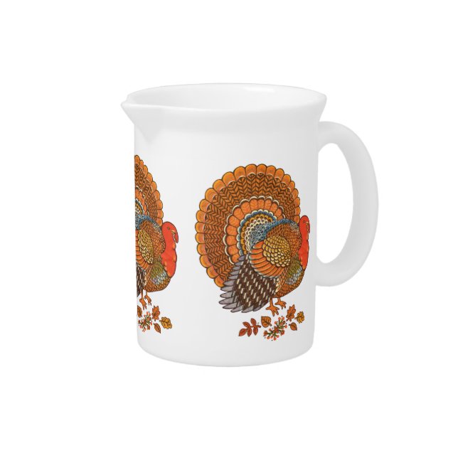 Autumn Colors Turkey Leaves Thanksgiving Pitcher (Right)