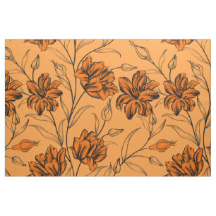 Autumn colors vintage flowers pattern fabric