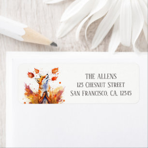 Autumn Colors Watercolor Happy Fox Return Address Label