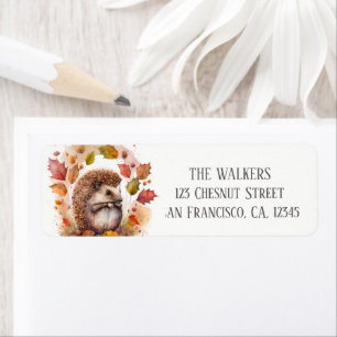 Autumn Colors Watercolor Hedgehog Return Address Label