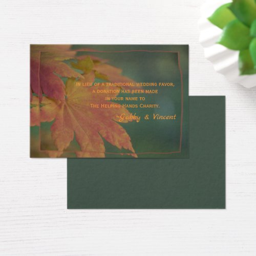 Autumn Colors Wedding Charity Favor Card