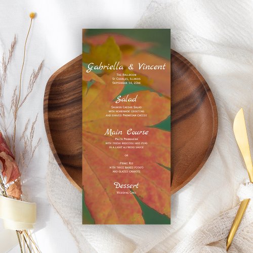 Autumn Colors Wedding Menu