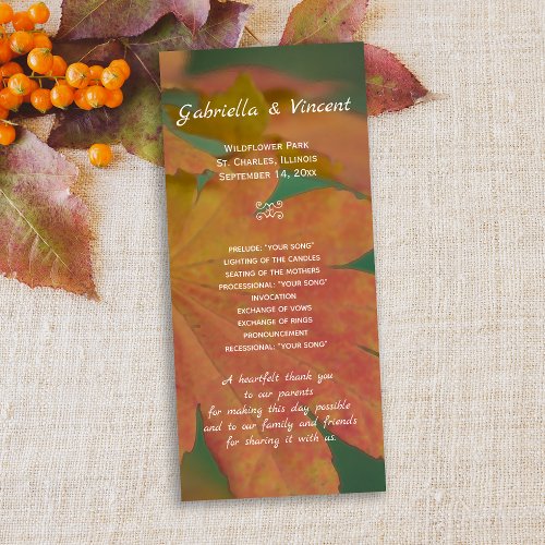 Autumn Colors Wedding Program
