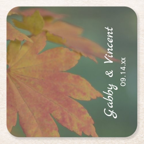 Autumn Colors Wedding Square Paper Coaster