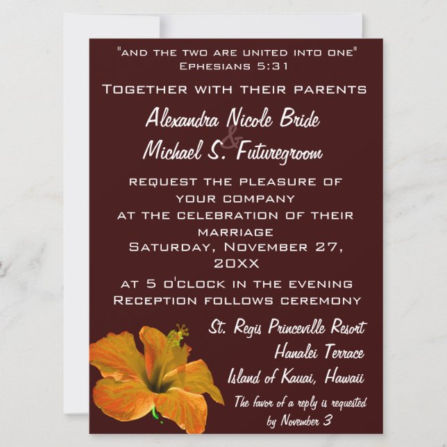 Autumn Colors Wedding:Two Become One Invitation (Front)