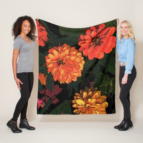 Autumn Colours _ Garden Floral Desi Fleece Blanket