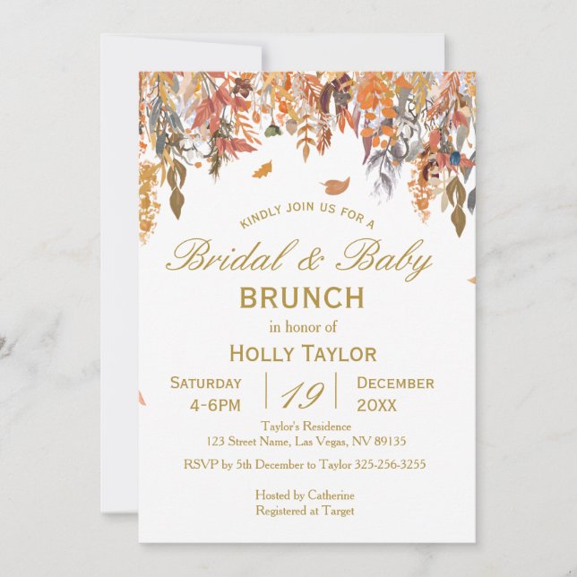 Autumn Combined Baby Shower and Bridal Shower Invitation (Front)