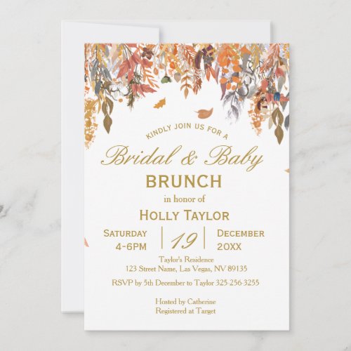 Autumn Combined Baby Shower and Bridal Shower Invitation
