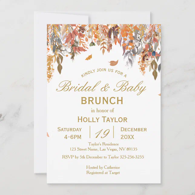 Autumn Combined Baby Shower and Bridal Shower Invitation | Zazzle