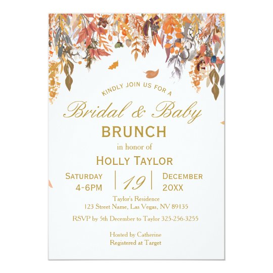 Autumn Combined Baby Shower and Bridal Shower Invitation