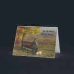 Autumn Companions - Birthday Card for Brother<br><div class="desc">This birthday card for a brother features features an original digital artwork of a man sitting on a park bench,  with his Labrador dog at his side,  watching out over the autumn countryside,  created in Vue by artist Jayne Wilson.</div>
