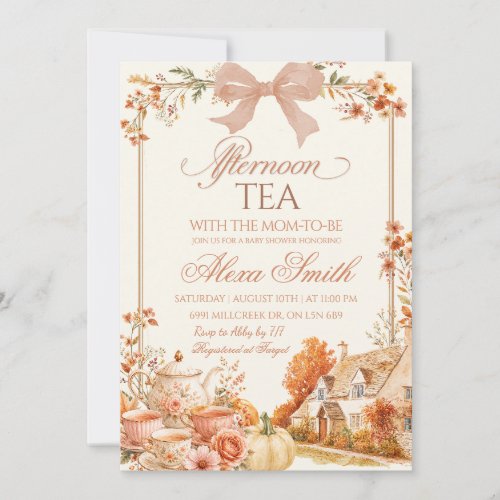 Autumn Coquette Afternoon Tea Baby Shower Invitation