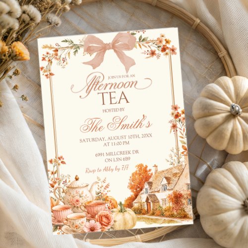 Autumn Coquette Afternoon Tea Party Invitation