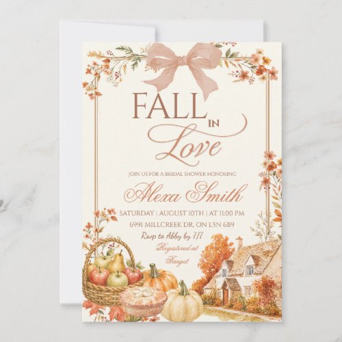 Autumn Coquette Pumpkin Farm Floral Bridal Shower Invitation