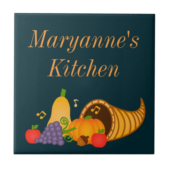Autumn Cornucopia Custom Trivet Tile (Front)