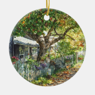 Autumn Cottage Ceramic Ornament