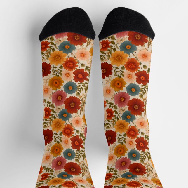 Autumn Cottagecore Floral Socks (Top)