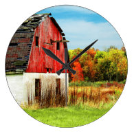Autumn Country Barn Clock