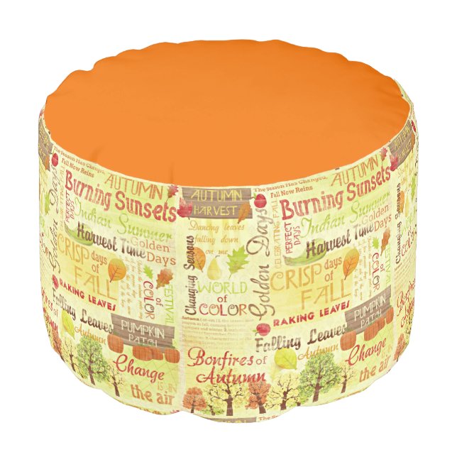 Autumn Country Fall Decor Footrest Pouf (Angled Front)