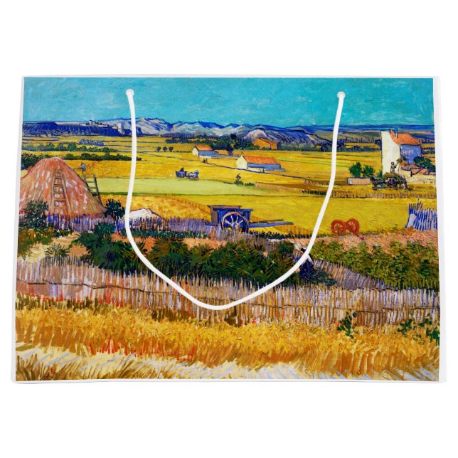 Autumn Countryside, Van Gogh Large Gift Bag (Front)