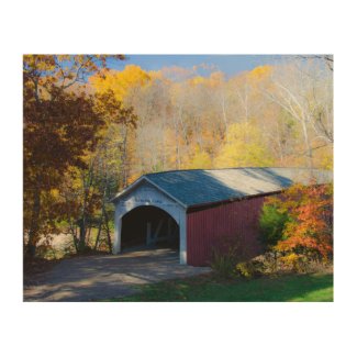 Autumn Covered Bridge Parke County Indiana Wood Wall Art