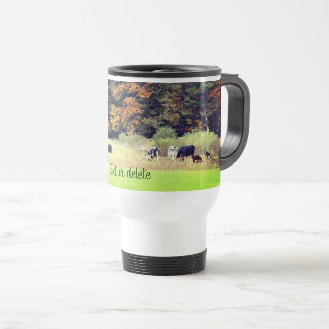 Autumn Cow Field Nature Personalized     Travel Mug (Front Right)