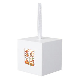 Autumn Cow Quartet Vintage Patchwork Farm Shirt Cube Ornament