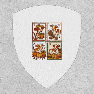 Autumn Cow Quartet Vintage Patchwork Farm Shirt Patch