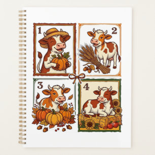Autumn Cow Quartet Vintage Patchwork Farm Shirt Planner