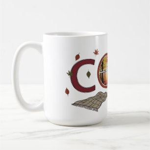 Autumn Cozy Design with Falling Leaves Coffee Mug