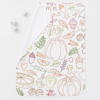 Autumn Cozy Doodle Pattern – Fall Pumpkins, Leaves Baby Blanket