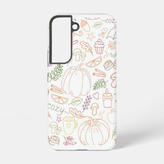 Autumn Cozy Doodle Pattern – Fall Pumpkins, Leaves Samsung Galaxy S22 Case