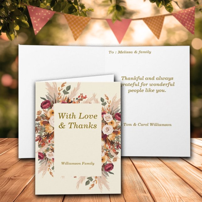 Autumn Cozy Floral Thanksgiving Personalize Holiday Card (Creator Uploaded)